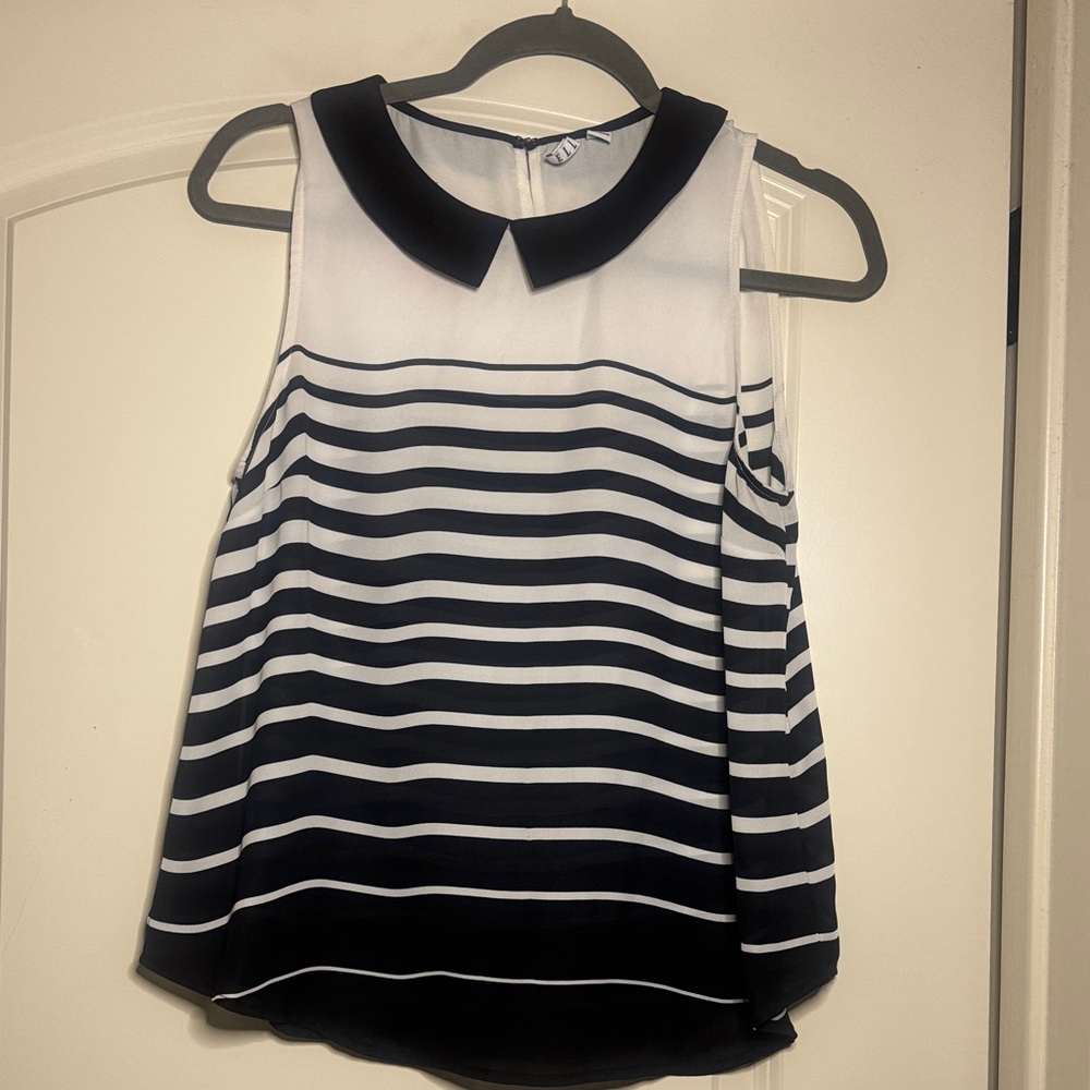 Elle Black and White Striped Blouse
